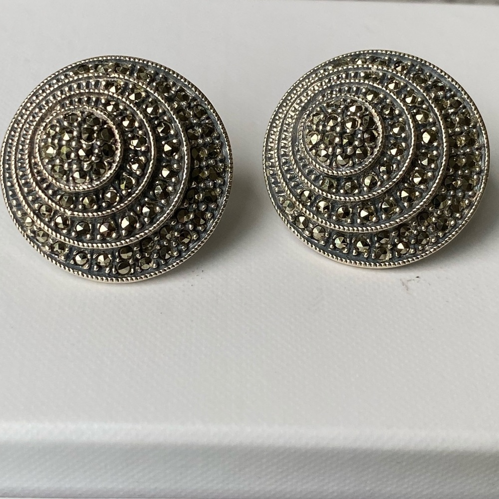 JUDITH JACK Round Graduated Marcasite Earrings